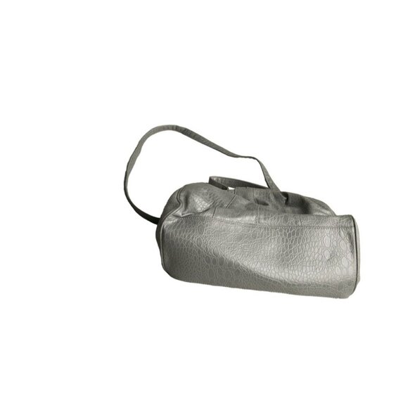 Rivage Vintage Handbag Gray Faux Leather Satchel Bag Shoulder Strap Crossbody - Picture 3 of 11